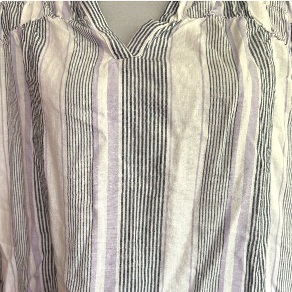 Splendid women's linen blend striped white purple v-neck blouse shirt sz L - Picture 4 of 10